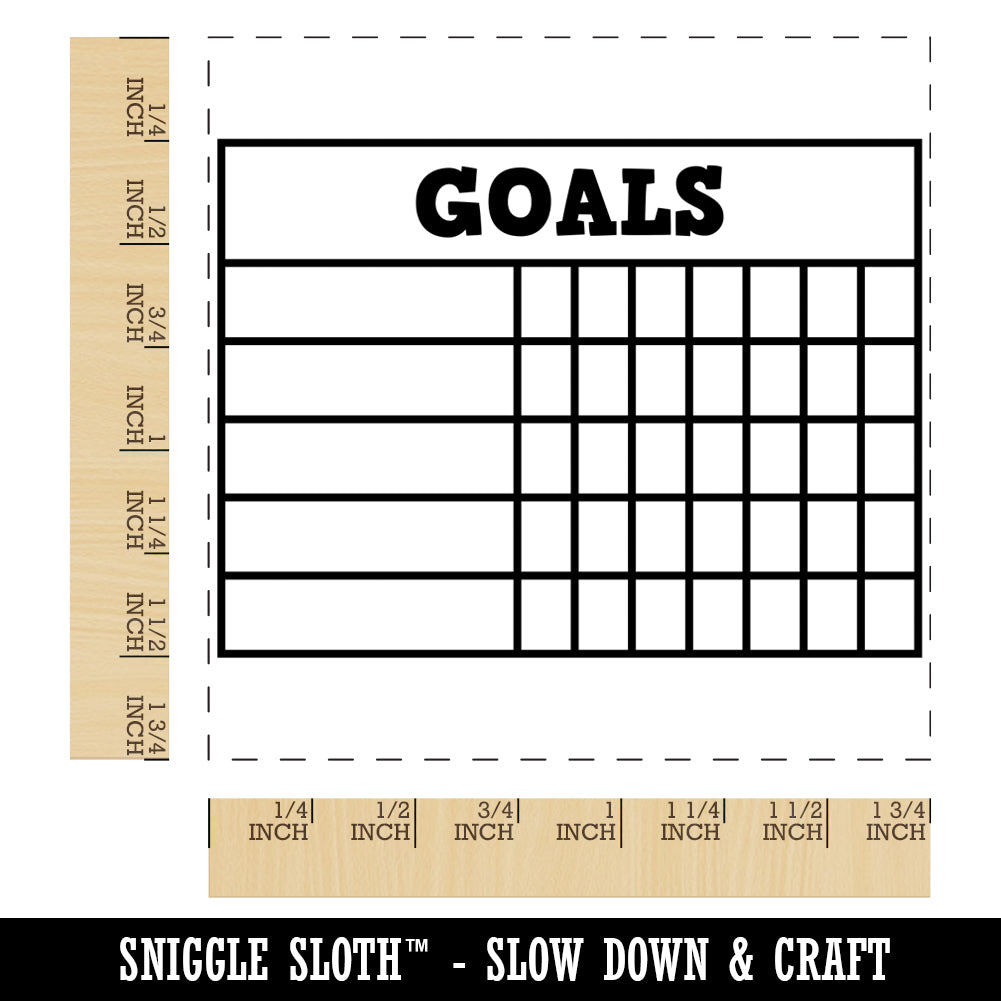 Goals Weekly Habit Tracker Grid Fill-In Square Rubber Stamp for